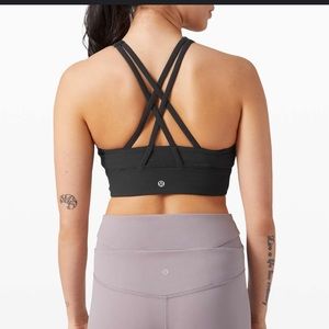 lululemon energy bra high neck long line black size 6